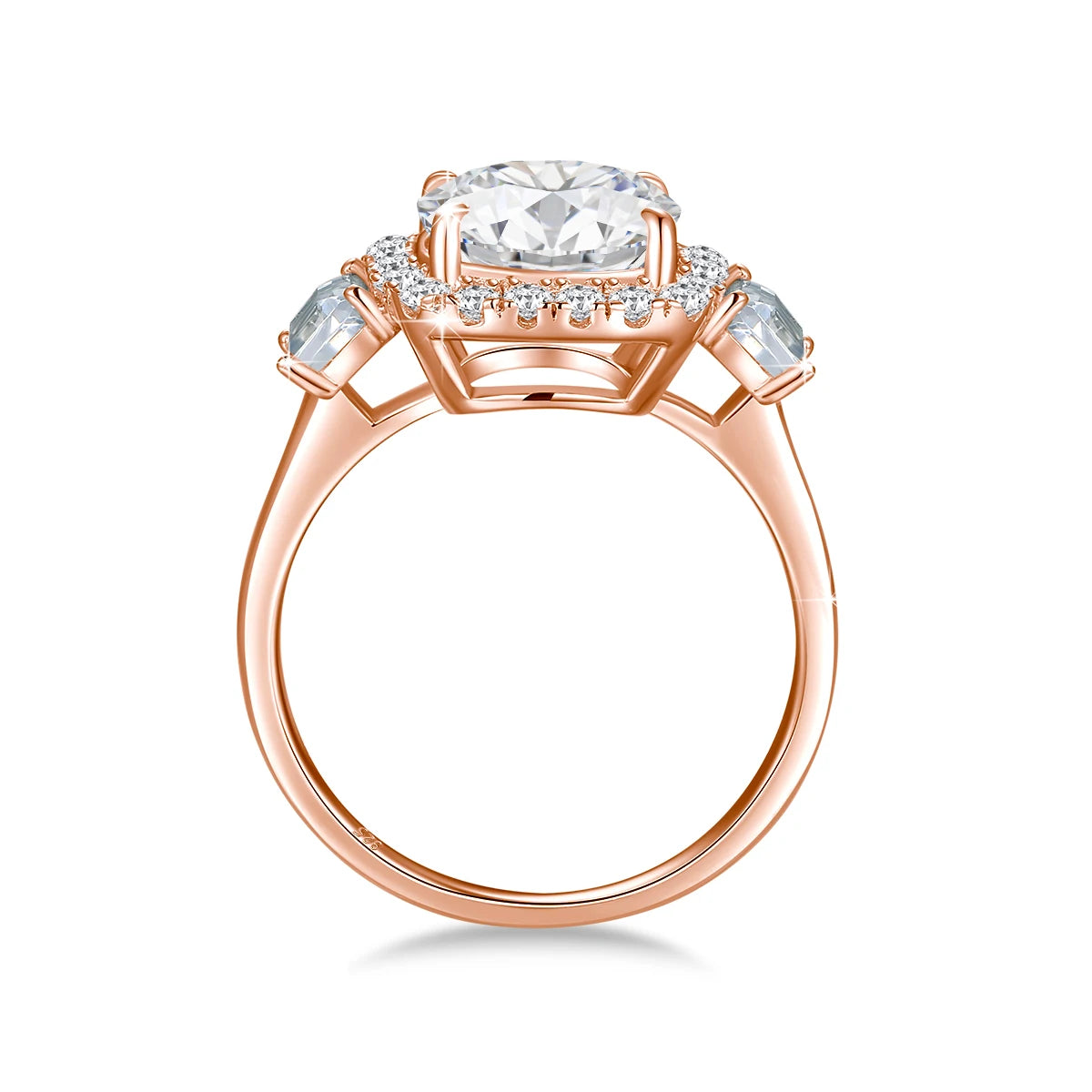 Luxury Round Cut 3.5CT Moissanite Ring for Women D VVS1 Synthetic Diamond Real S925 Silver Engagement Wedding Jewelry Pass Test