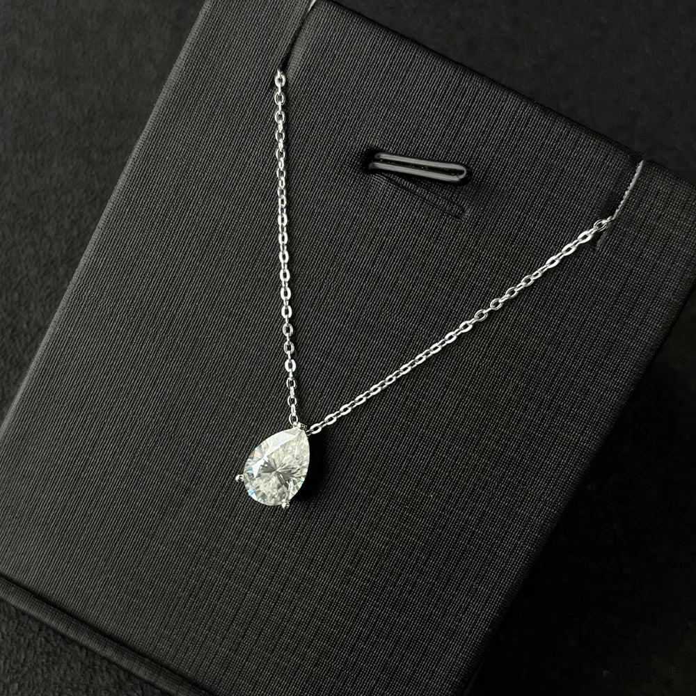 COSYA 1/2/3/4CT Pear Cut D Color Moissanite Rings/Necklace For Women S925 Silver VVS1 Lab Diamond Waterdrop Pendant Jewely Gift