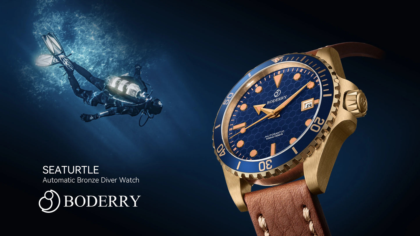 Boderry Seaturtle Titanium Diver Watch Men Luxury Bronze Watches Automatic Mechanical Wristwatch Sport 200M Waterproof Luminous