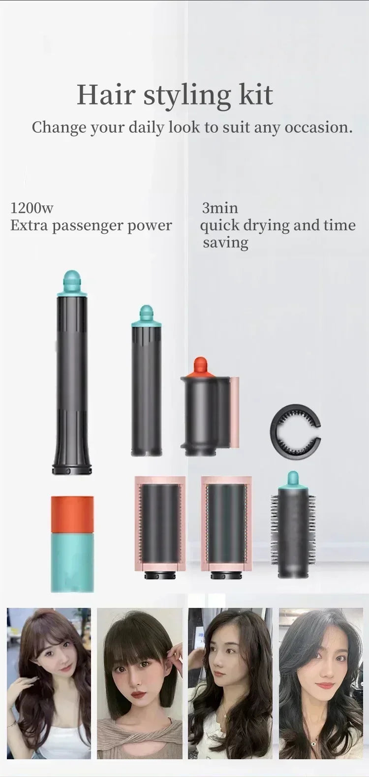 7 in1 Multi Hair Styler Curling Iron ProfessionalStraightener BarrelBrush DryerHotcomb Salon Tool Fast Heating for HomeUsecurler