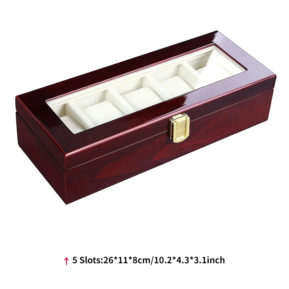 Luxury Wooden Watch Box 1/2/3/5/6/10/12 Grids Watch Organizers 6 Slots Wood Holder Boxes for Men Women  Watches Jewelry Display