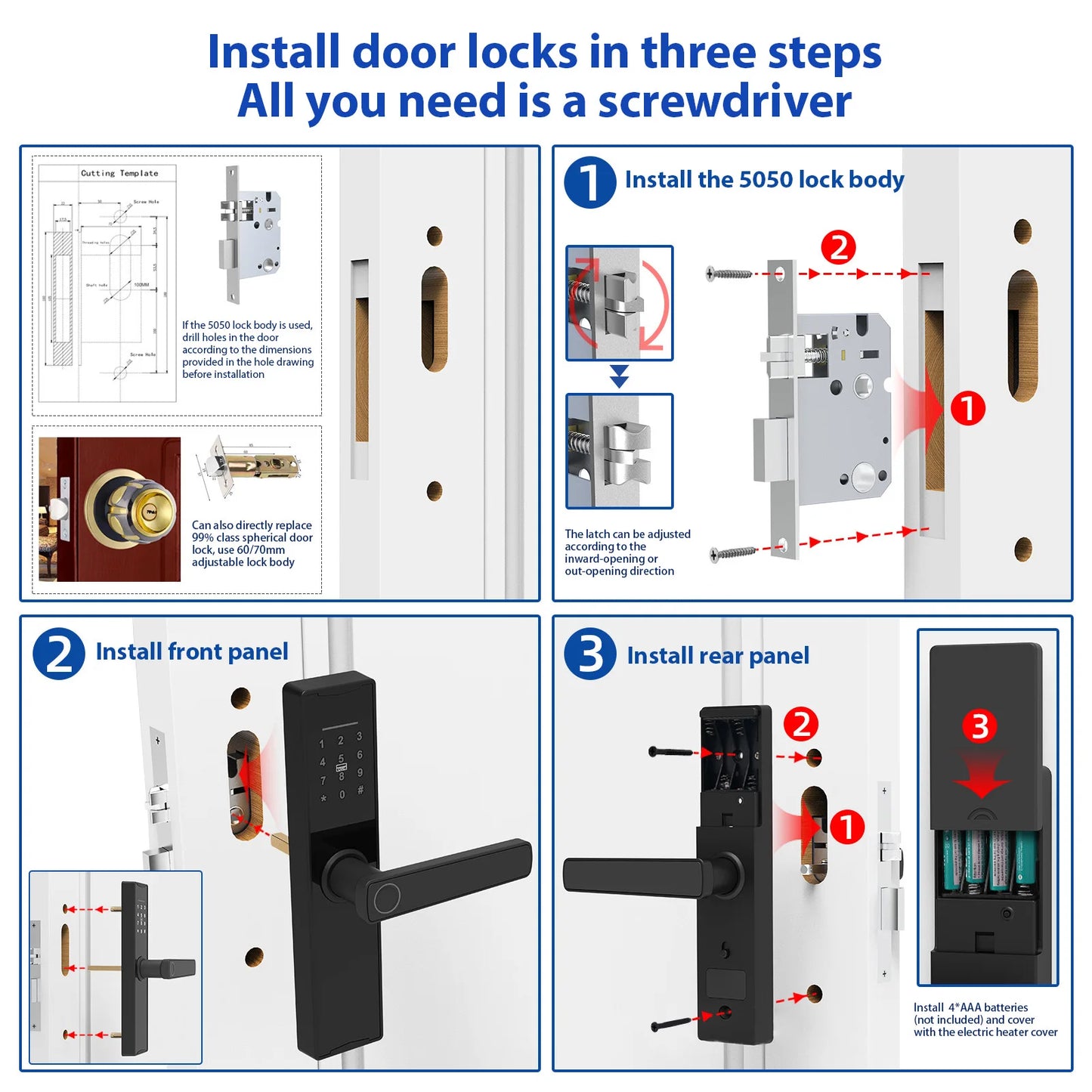 WiFi Smart Lock Keyless Entry Door Lock TY APP/Fingerprint/Password/Card/Mechanical Key 5 Unlocking Methods Touchscreen for home