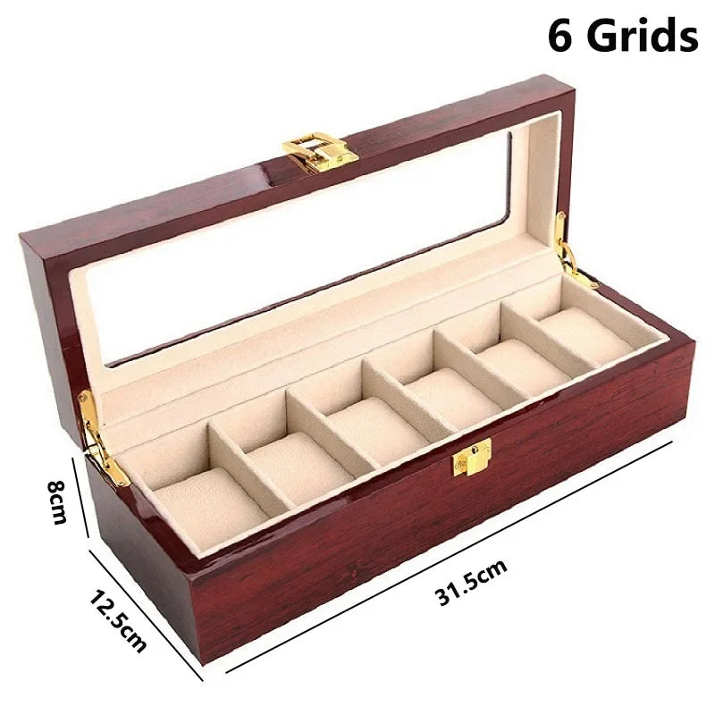 Wooden Watch Box Eco-Friendly Watch Storage Case with 1/2/3/5/6/10/12 Slots Travel Organizer for Men Watch Gift Box