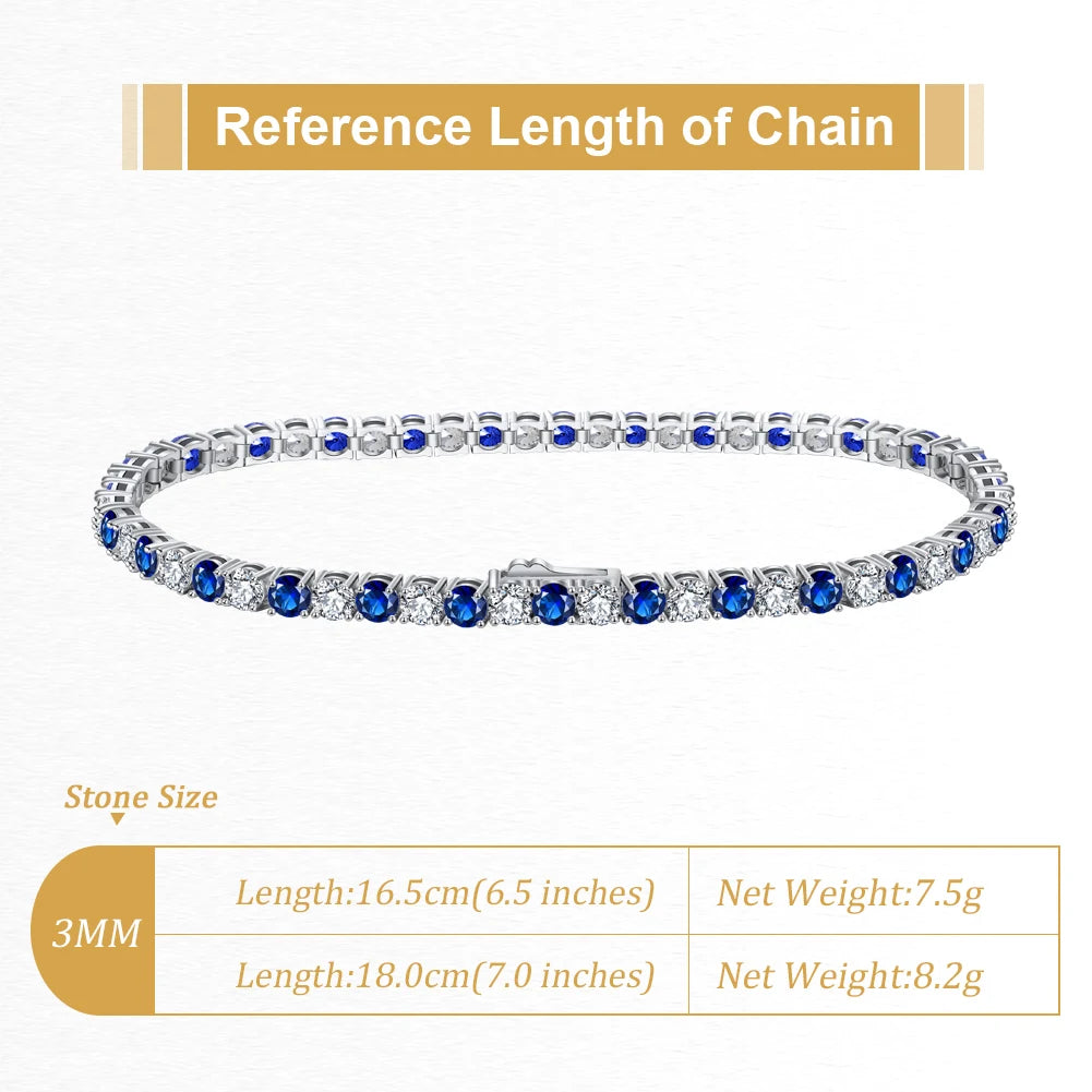 ORSA JEWELS Authentic 925 Sterling Silver Tennis Chain Bracelet Moulding Process Hanmade High-end Hand Chain for Man Woman SB128