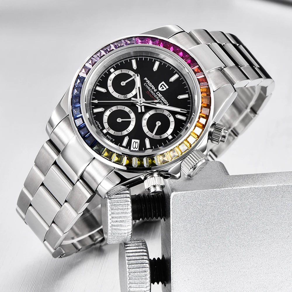 2025 New PAGANI DESIGN Rainbow Circle PD1644 Luxury Quartz Watch For Men Automatic Wristwatches Men Sport Waterproof Chronograph