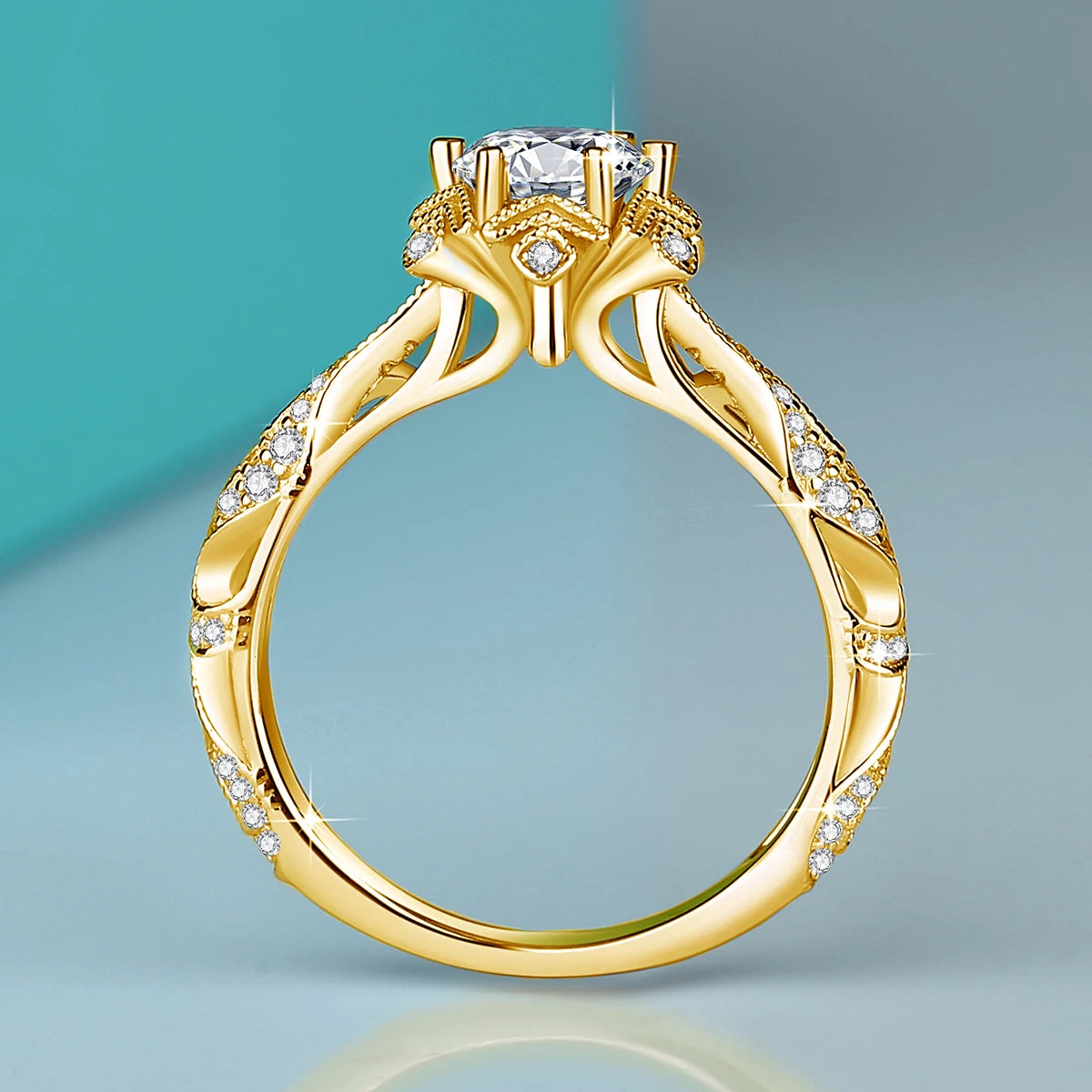 Luxury 18k Gold Plated Women Ring 1ct D vvs1 Moissanite 925 Silver Wedding Band High Quality Engagement Gift Fine Jewelry