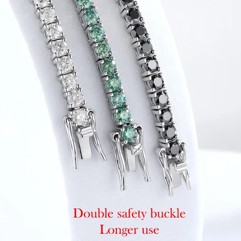 Smyoue 3/4/5mm Pass Diamond Test Moissanite Tennis Bracelets for Women Men Original 925 Sterling Silver Bangles with Certificate