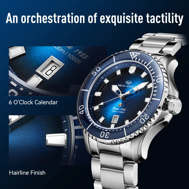 Seagull 40mm Ocean Series Pro Wristwatch relogio masculino Men's Automatic Mechanical Watch 300m Diving Sapphire Crystal 1213