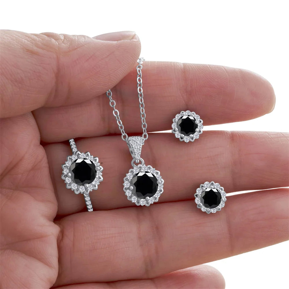 Real 925 Silver Moissanite Jewelry Set for chrm lady ring earring pendant necklace  Solitaire set for female dating party gift