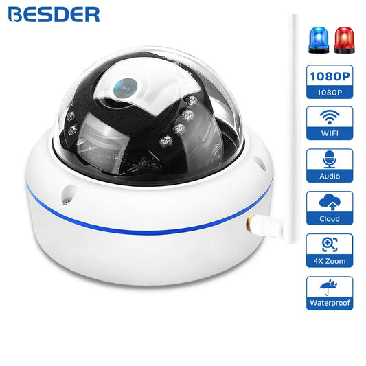 HD1080P Vandal-proof IP Camera WiFi SD Card Slot 64Gb Motion Ai Detect Alert Dome 2MP Audio Security CCTV Camera Xmeye P2P ICSee