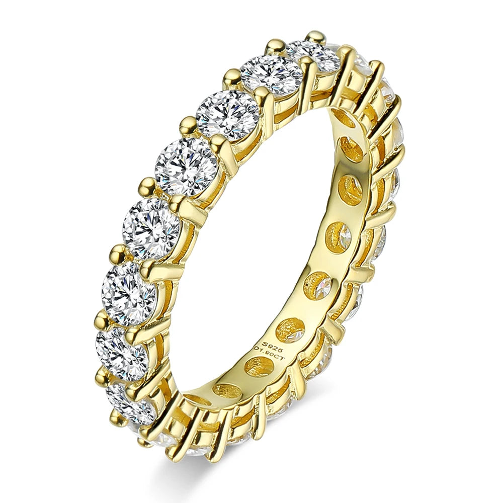 Serenity 3mm D Color Moissanite Row Rings For Women S925 Sterling Silver Bands Plated Pt950 Sparkling Wedding Rings Fine Jewelry