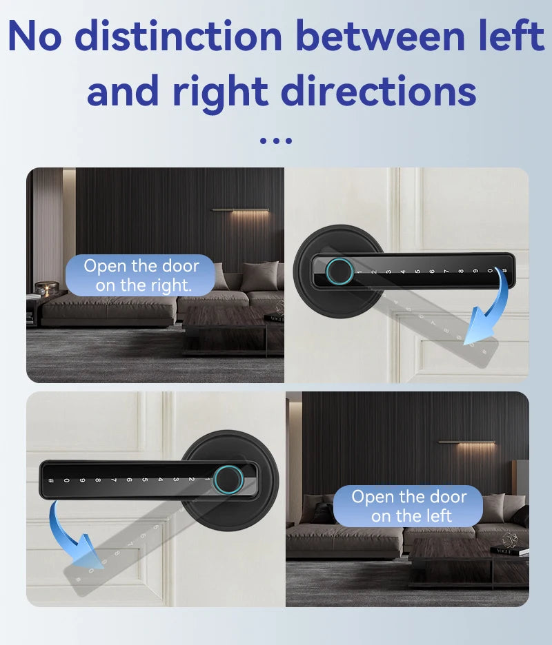 Tuya Smart Fingerprint Door TT Lock Electronic Lock with Password/Key/Card/Tuya APP Unlock Home Protection Smart Life Control