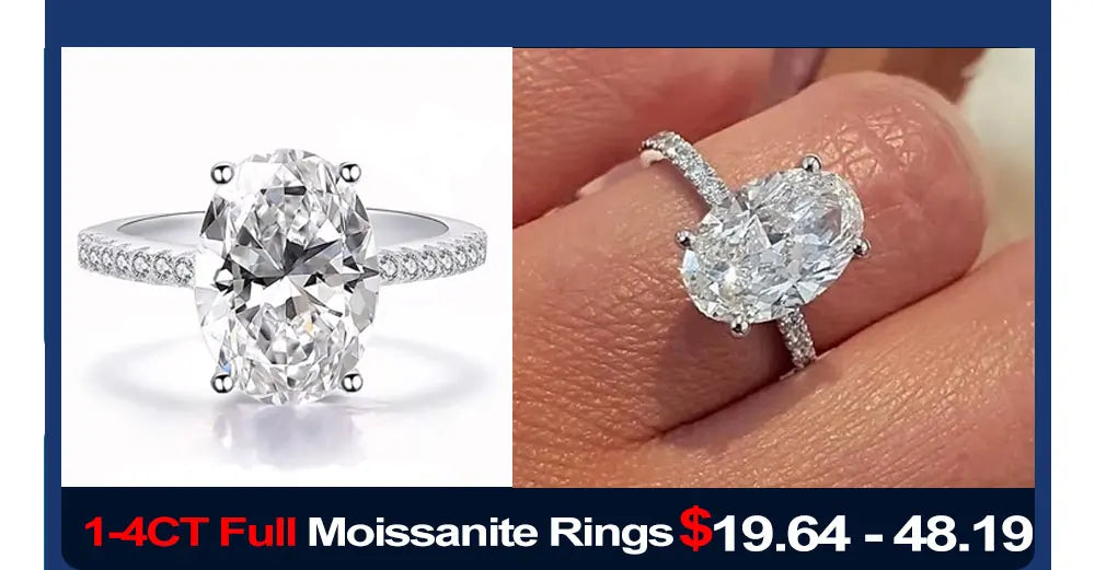 1-4CT Oval Cut Moissanite Rings for Women Sparkling Diamond 925 Sterling Silver Engagement Wedding Band Jewelry With Certificate