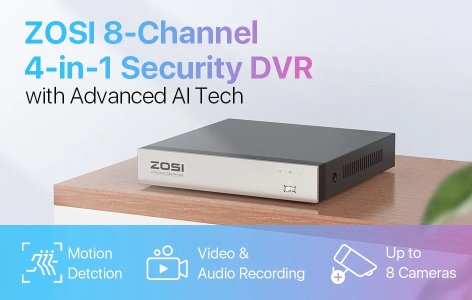 ZOSI 1080P 8 Channel 8CH AHD CVI TVI CVBS DVR 1920*1080 2MP CCTV Video Recorder Hybrid Cam Security System