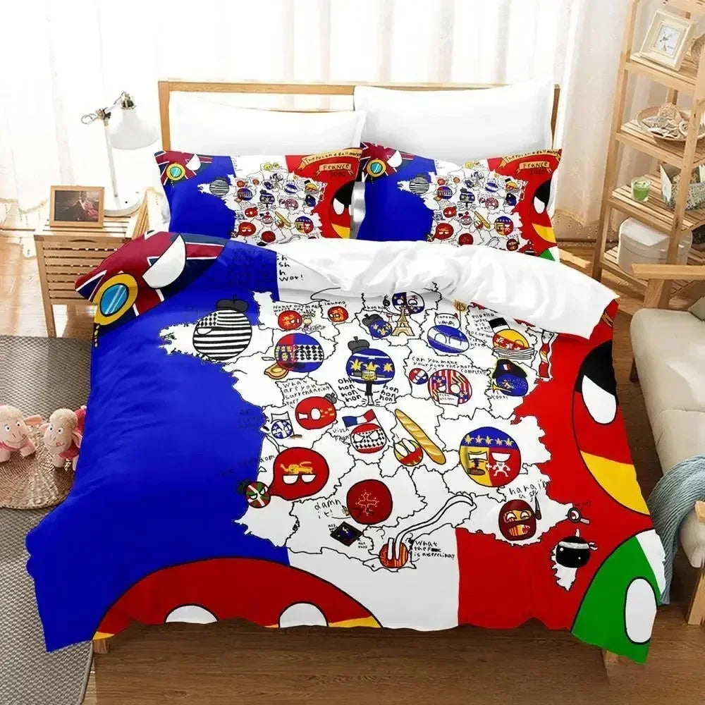 2024 New Countryball Polandballs Bedding Set Single Twin Full Queen King Size Bed Set Adult Kid Bedroom Duvet cover Sets Cartoon