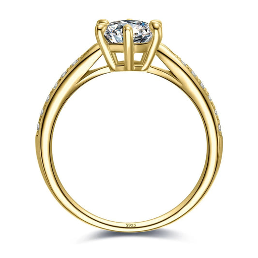 Classic 1-carat Moissanite Ring with Certificate Laboratory Diamond Rings Women Wedding Jewelry 18K Gold Plated S925 Silver