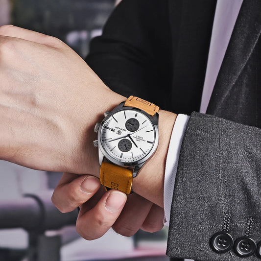 BENYAR Men Quartz Wristwatches Luxury Brand Chronograph Leather Sports Watch For Men Military 100M Waterproof Reloj Hombre 2023