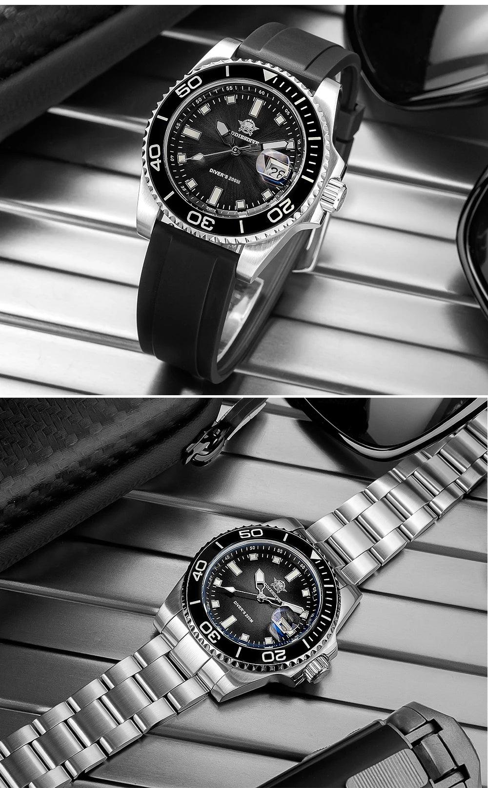 ADDIESDIVE New Men Watch AD2089 Diver 200m Waterproof Wristwatch Ceramic Bezel Luminous 316L Stainless Steel Quartz Watch AD2089