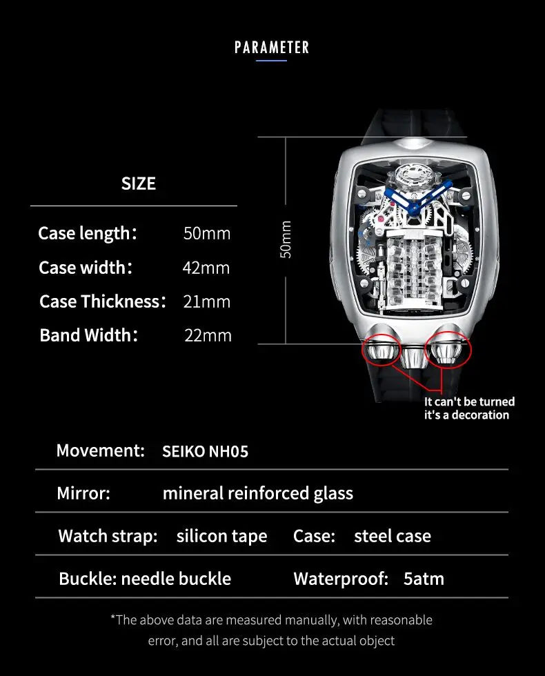 PINDU Design Mens Watches Top Brand Luxury Military Sport Men NH05 Automatic Watch Waterproof Mechanical Watches Men montre homm