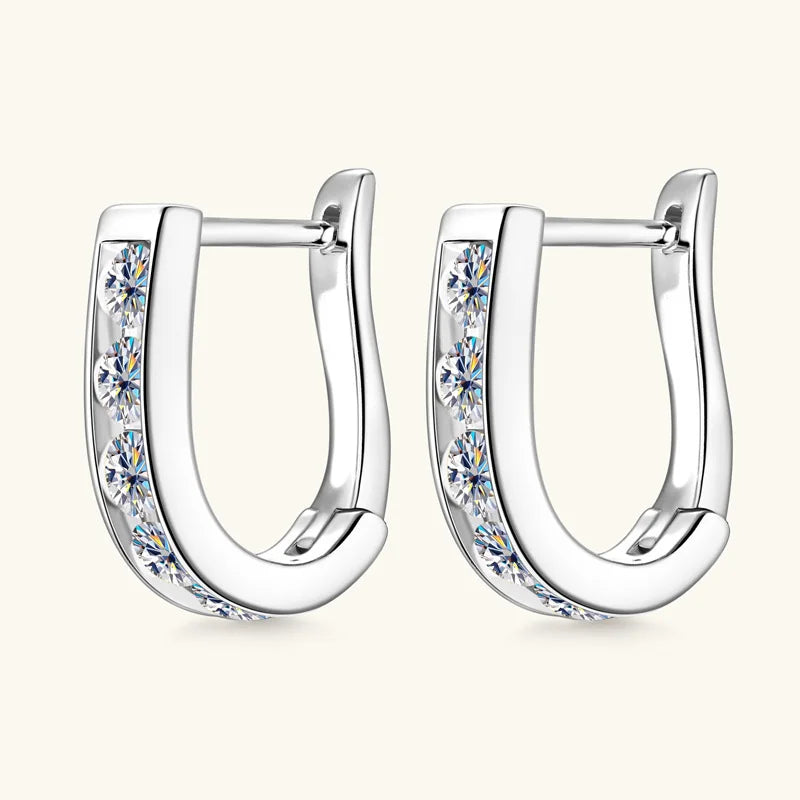 925 Sterling Silver Moissanite U-Shaped Earrings for Men and Women: Fashionable, Trendy, Casual, Creative, and Unique Design