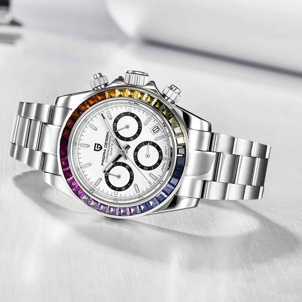 2025 New PAGANI DESIGN Rainbow Circle PD1644 Luxury Quartz Watch For Men Automatic Wristwatches Men Sport Waterproof Chronograph