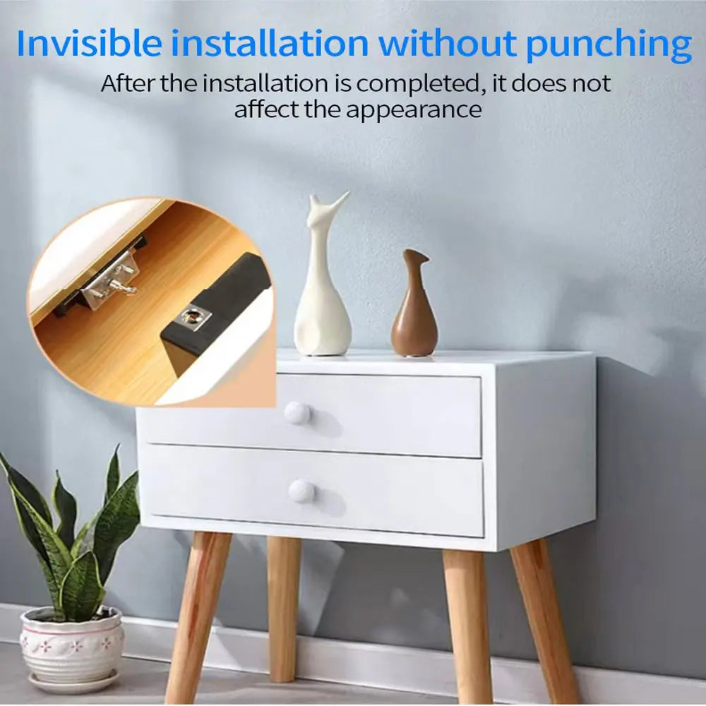 Smart Biometric Cabinet Lock Black Keyless Fingerprint Locks Anti-theft Door Lock Hidden File Drawer Wardrobe Hardware