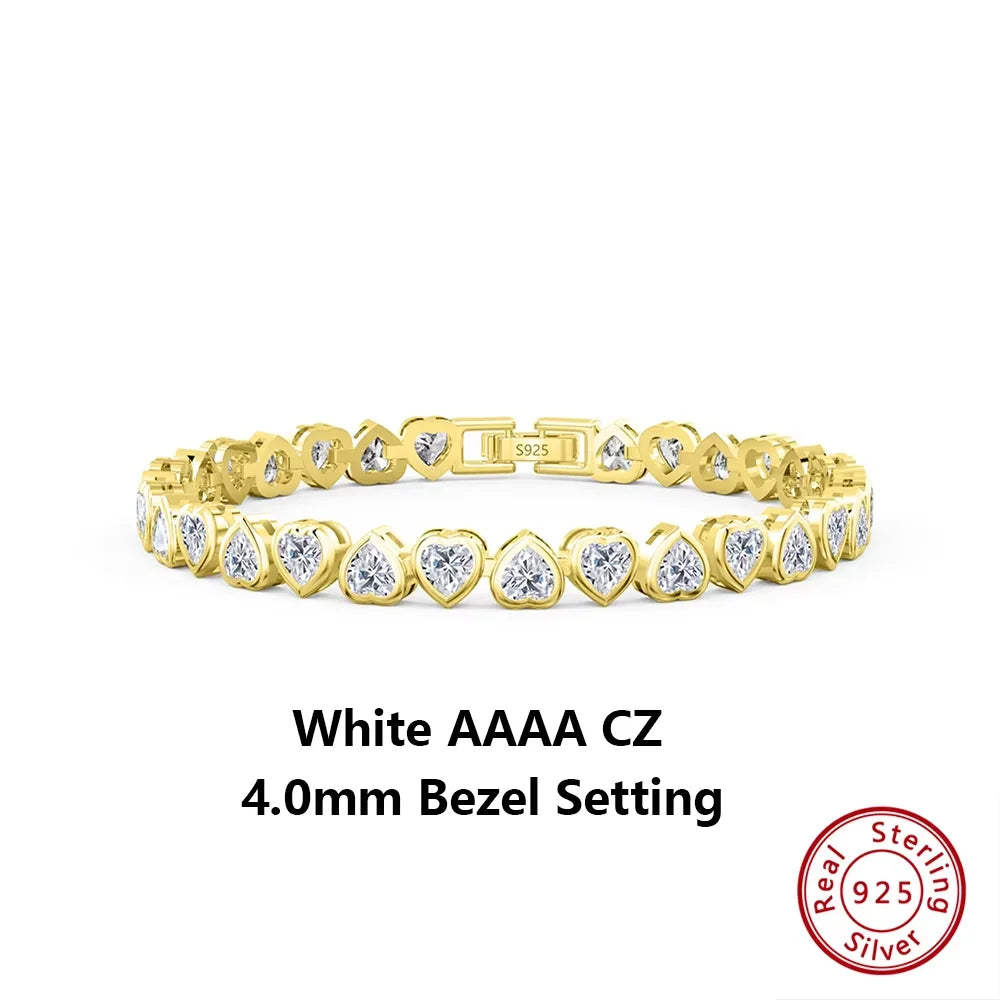 ORSA JEWELS Authentic 925 Sterling Silver Tennis Chain Bracelet Moulding Process Hanmade High-end Hand Chain for Man Woman SB128