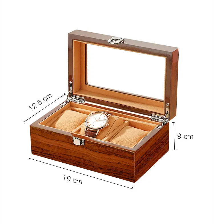 Black Luxury Wood Grain Watch Box 3 Slots Men Quartz Mechanical Watch Boxes Collection Storage Box