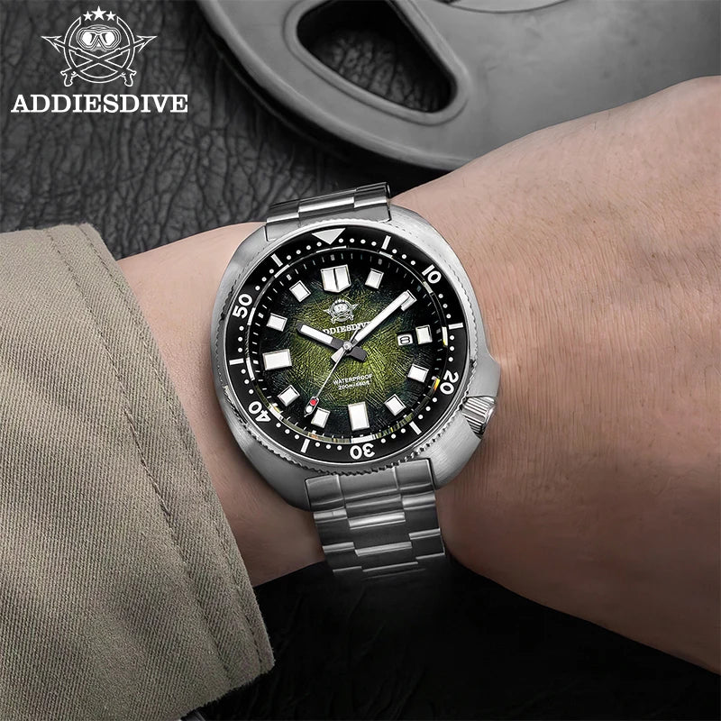 ADDIESDIVE Quartz Watches For Men Stainless Steel Sapphire Glass Male Clock Super Luminous 20Bar Waterproof Diving Watch AD2511