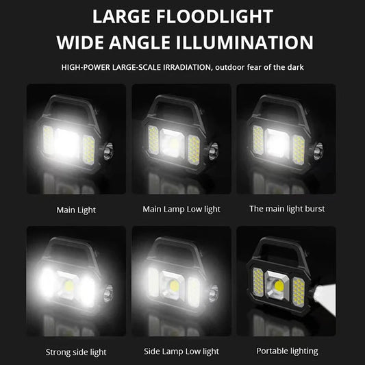 Solar Rechargeable Flashlight  Zoomable Waterproof  COB LED Torch Brightly Light Portable Powerful Lantern  for Camping