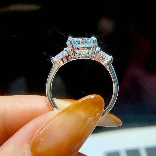 DiamondWorld 3CT Big Moissanite Diamond Rings for Women Double Heart Zircon 925 Sterling Silver Eternity Engagement Fine Jewelry