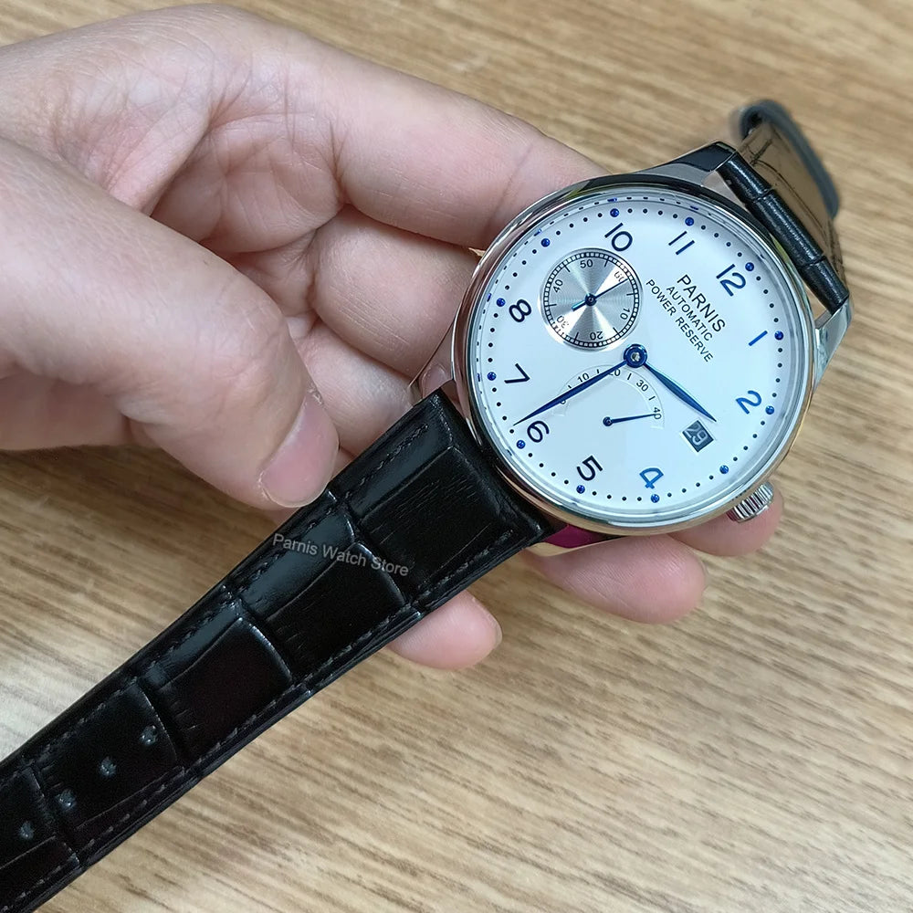 Parnis Power Reserve Automatic 43mm  Movement Men's Mechanical Watch Small Second