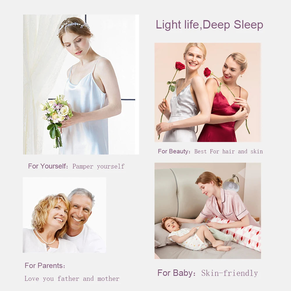 Sondeson Champagne Gold 100% Silk Bedding Set Healthy Skin Beauty Queen King Duvet Cover Set Flat Sheet Pillowcase Bed Linen Set