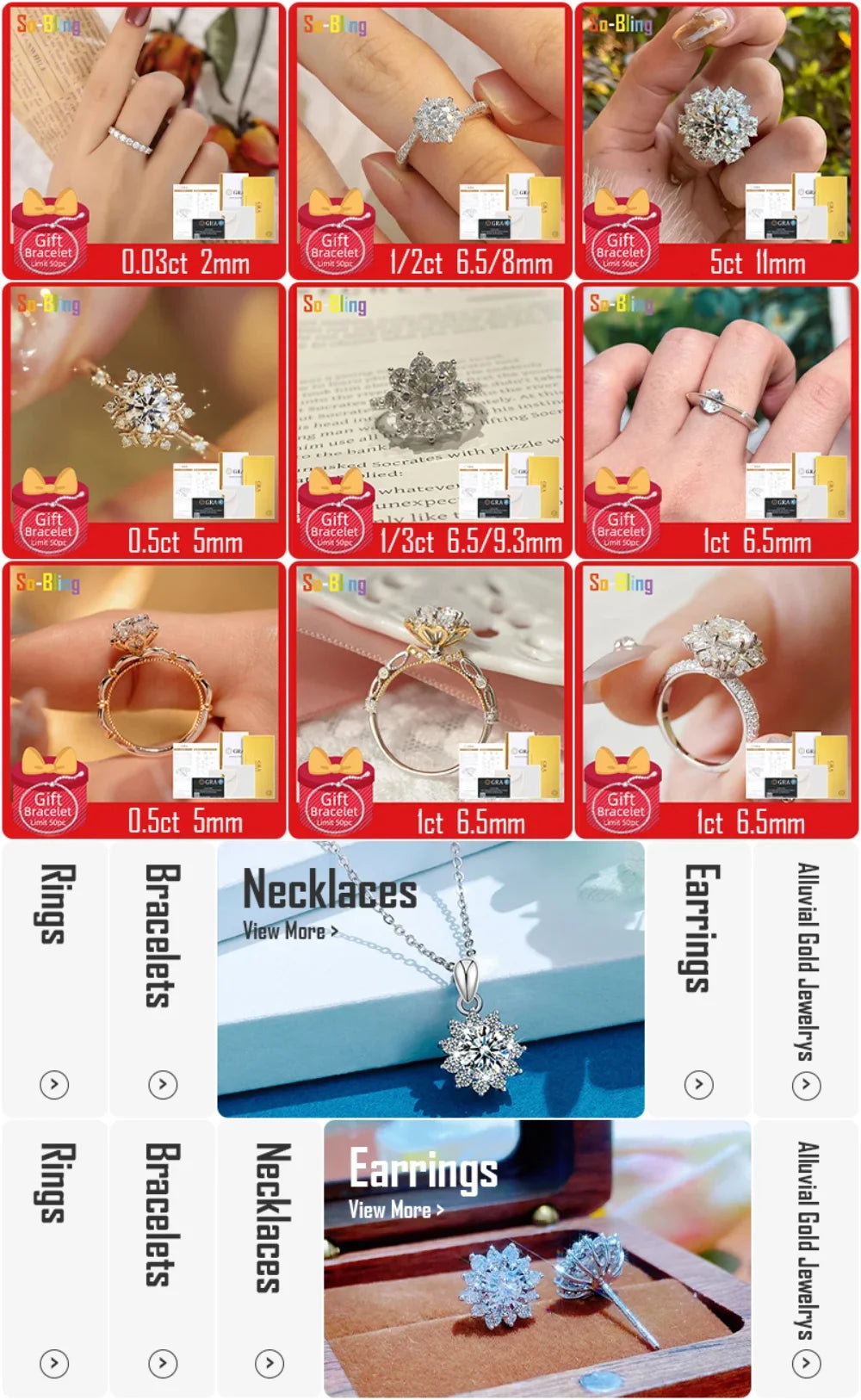 So-Bling 5ct Moissanite Ring 925 Sterling Silver Rings with Gra Certificate for Women Elegant Fine Luxury Quality Party Gift