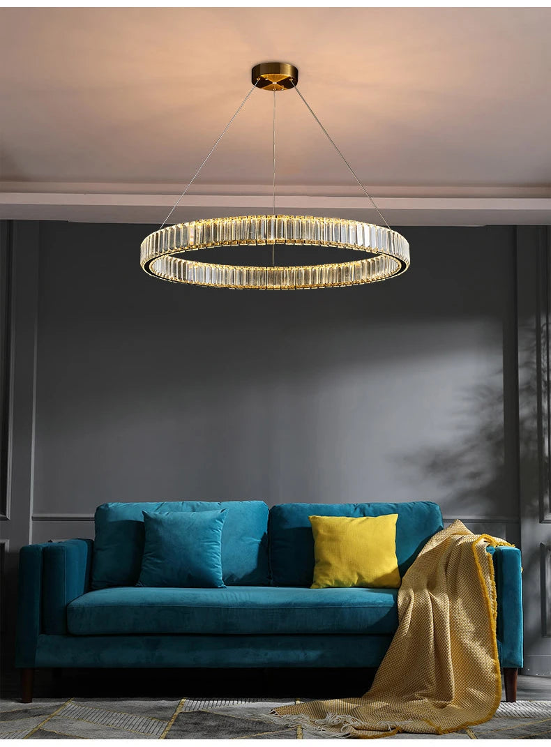 Modern Living Room Crystal Chandelier Led Remote Control Dimmable Led Pendant Lights Luxury Steel Adjust Hanging Lamp Fixture