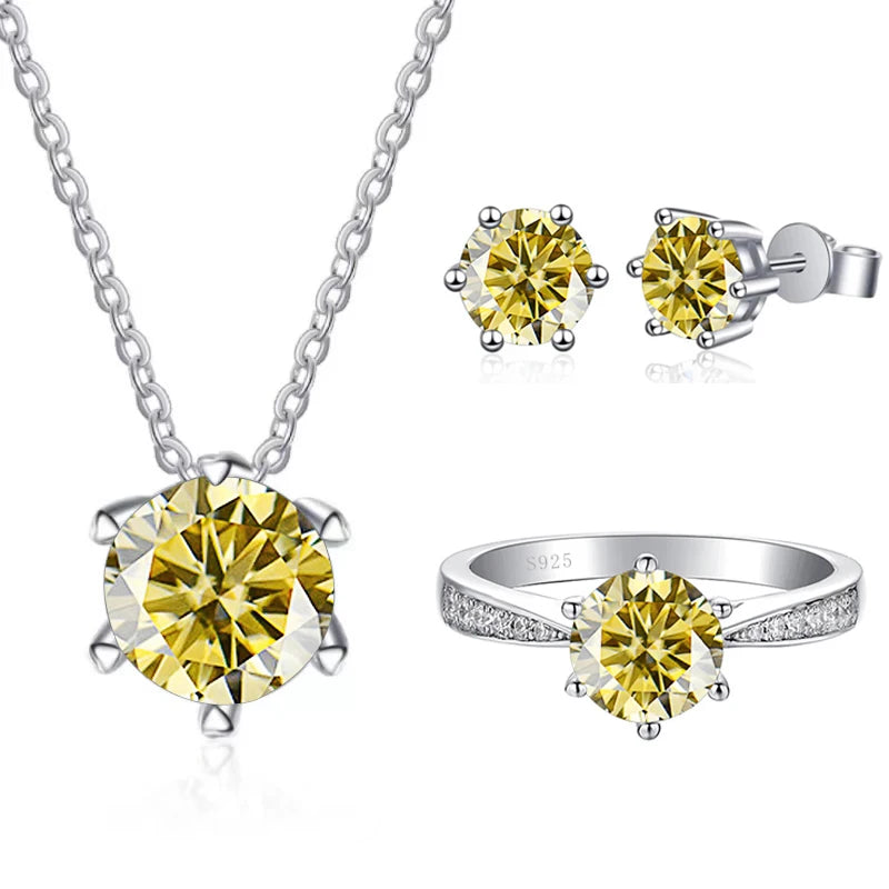 Earrings JoyceJelly Moissanite Jewelry Set With 1CT D Color VVS 3EX moissanite stone pass diamond test Wedding Luxury Fine Jewelry gift