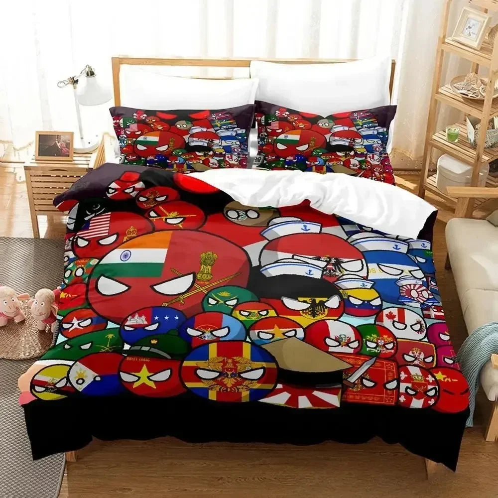 2024 New Countryball Polandballs Bedding Set Single Twin Full Queen King Size Bed Set Adult Kid Bedroom Duvet cover Sets Cartoon