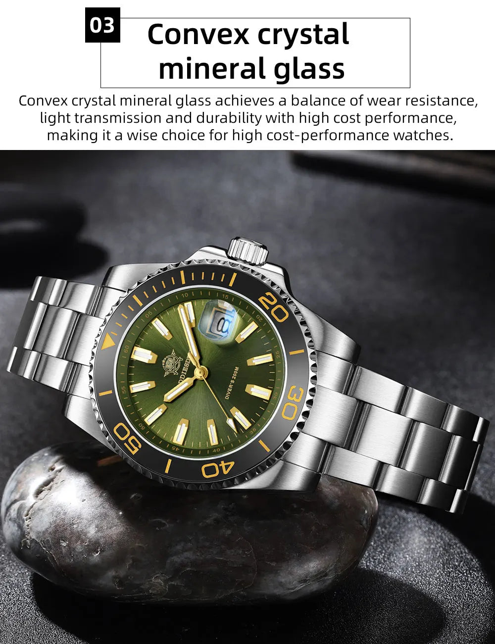ADDIESDIVE New AD2510 Luxury Men's Diving Watch 41mm BGW9 Luminous Enamel Dial Screw-down Crown Durable Stainless Steel Strap