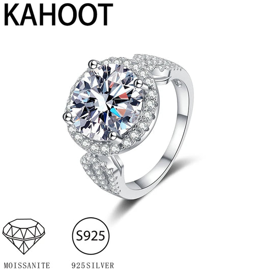 925 Silver 5 Carat Moissanite Ring Fashion Sparkling Gorgeous Jewelry Gift Suitable for Wedding Party Mother's Day