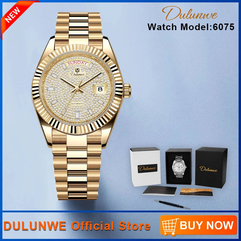 Dulunwe Datejusts Mechanical  Movement Watches For Men Automatic Mechanical Watches Calendar Waterproof Men Watch