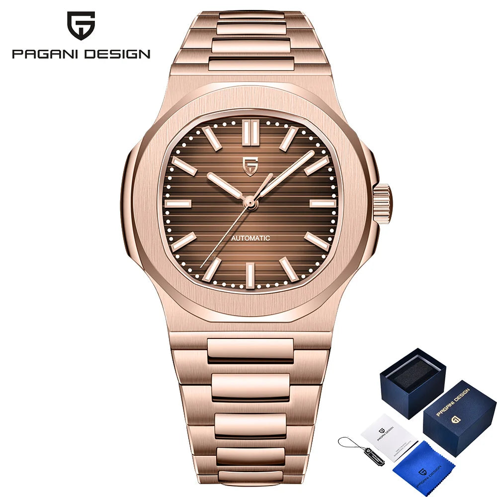 2025latest Pagani design rose gold top luxury automatic men's watch fashion AR Sapphire crystal mechanical watch men's gift10BAR
