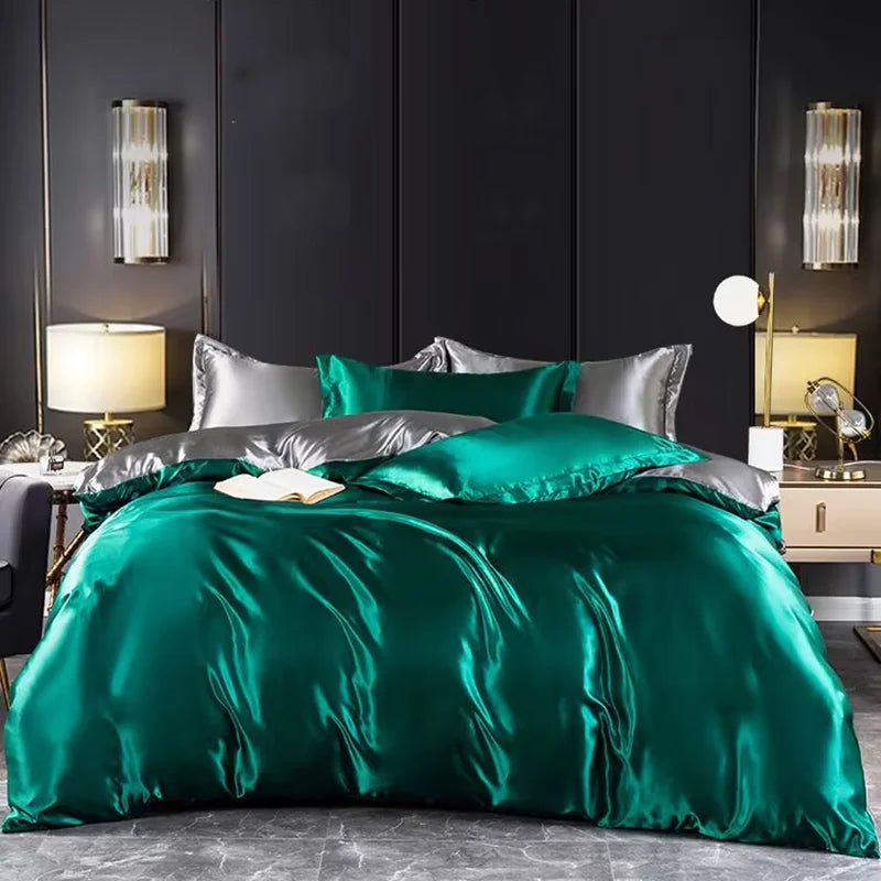 Mulberry Silky-blending Fabric Bedding Set High-end Silky Queen Size Duvet Cover Set with Fitted Sheet Luxury Bedding Sets King