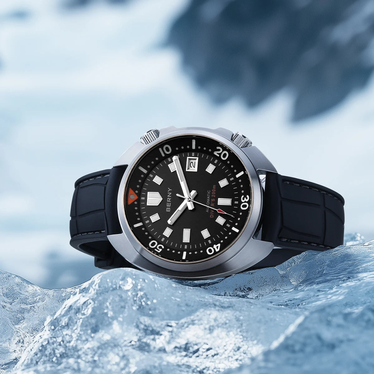 BERNY Automatic Compressor Diver Watch for Men Super Luminous Miyota 8215 Sapphire Swim Sport 20ATM Mechanical Men's Dive Watch