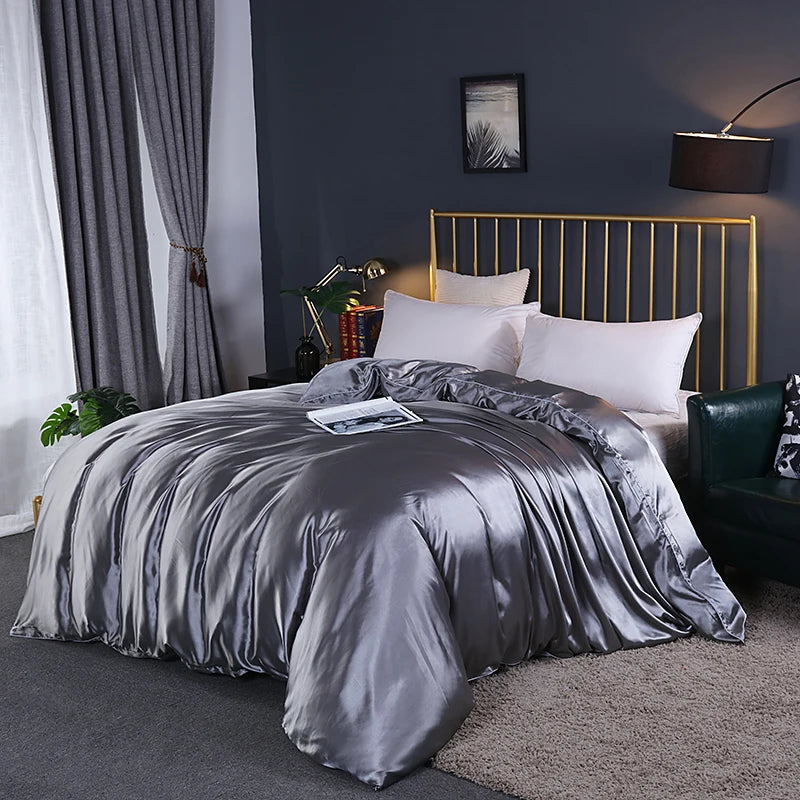 Luxury High Quality  Satin Duvet Cover Rayon Quilt Cover High Density Fabric Duvet Cover  Supple High waterfall