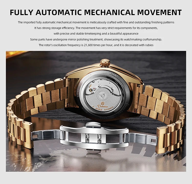 Dulunwe Datejusts Mechanical  Movement Watches For Men Automatic Mechanical Watches Calendar Waterproof Men Watch