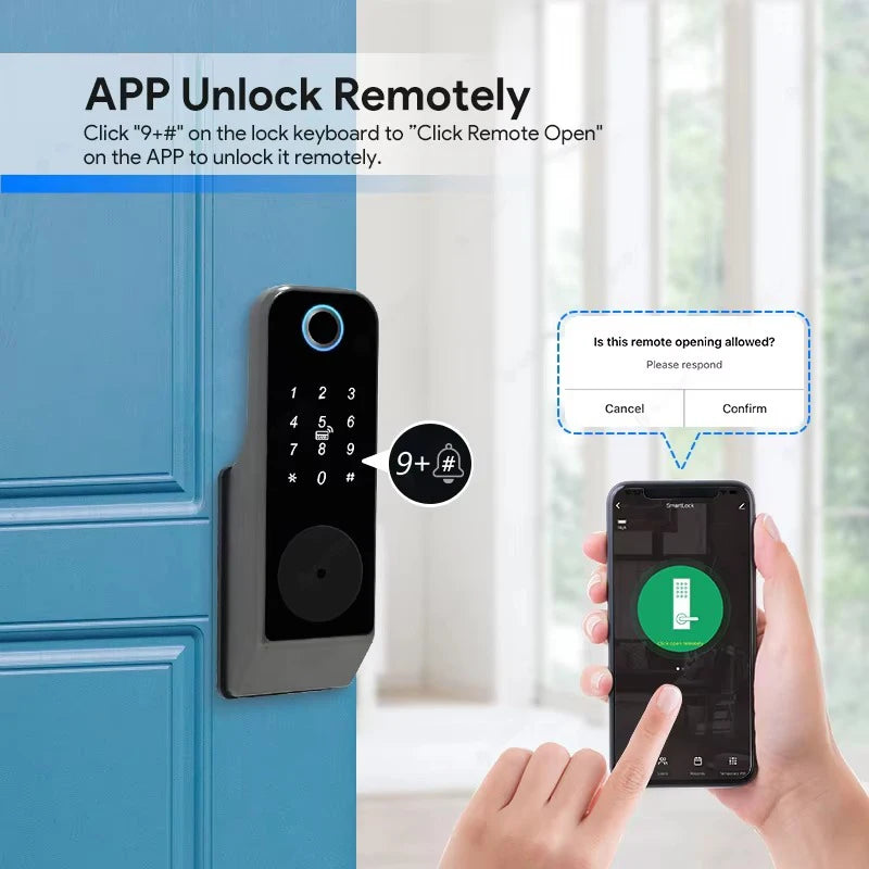 Waterproof Fingerprint Lock Tuya Wifi Remote Control Bluetooth TTLock App Mechanical Electronic Smart Door Lock For home