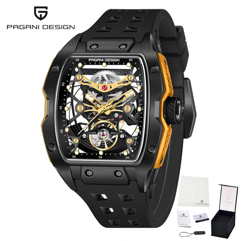 PAGANI DESIGN 42MM New fashion Hollow Back Transparent Movement Luxury Men Watch Sapphire Glass Automatic Men Watches For Men
