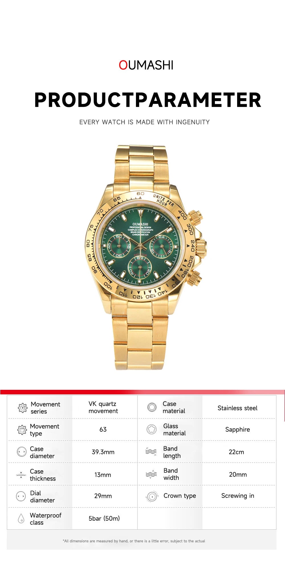 Men's luxury watches VK63 watch Sports Quartz Watch Sapphire multifunctional Mechanical timing watch for vk63 Movement