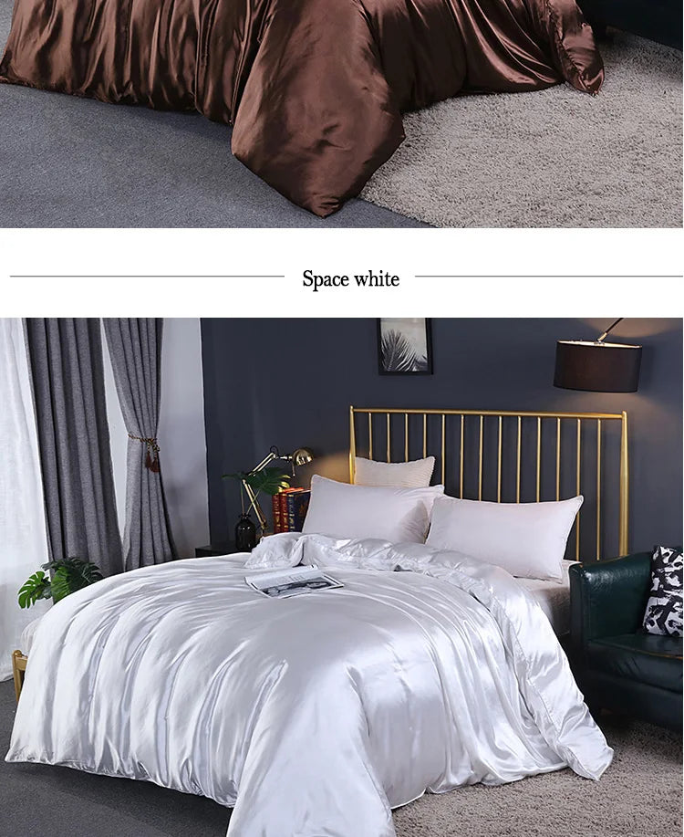 Luxury High Quality  Satin Duvet Cover Rayon Quilt Cover High Density Fabric Duvet Cover  Supple High waterfall