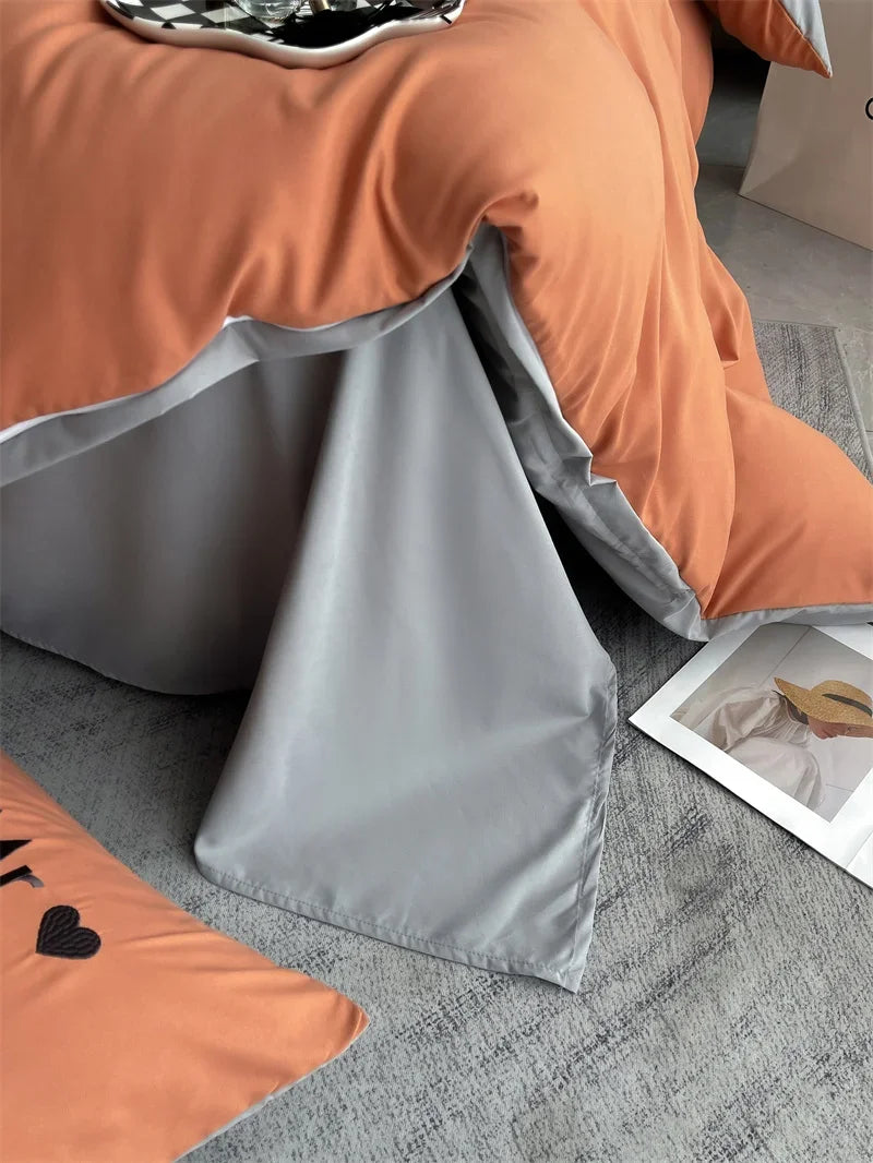 Luxury Nordic Egyptian Cotton Bedding Set King Queen Double Twin Size with Sheet Duvet Cover Pillowcase 1/2 People Bedroom Decor